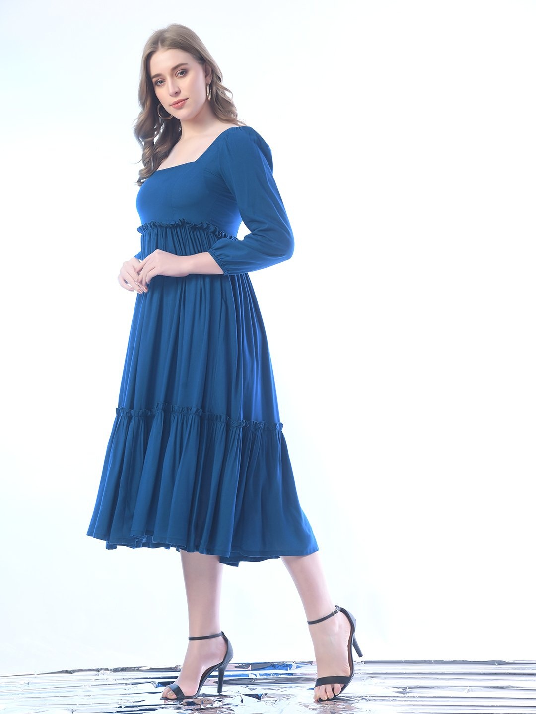 

Femvy Fit & Flare Midi Dress, Blue