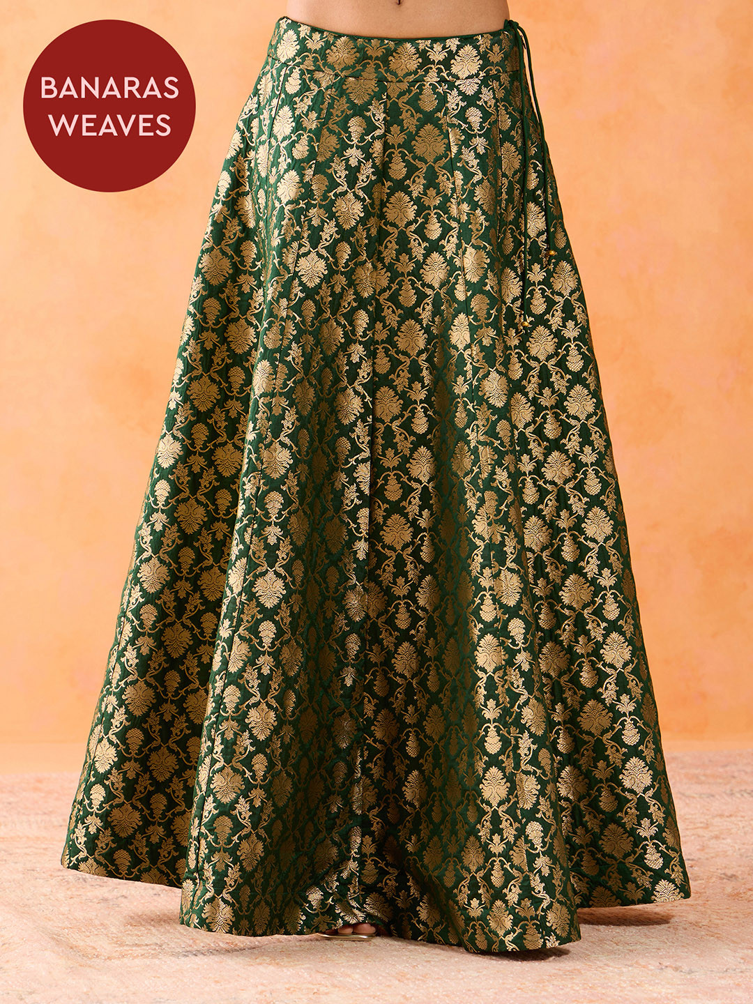 

Gajra Gang Women Woven-Designed A-Line Maxi Skirt, Green