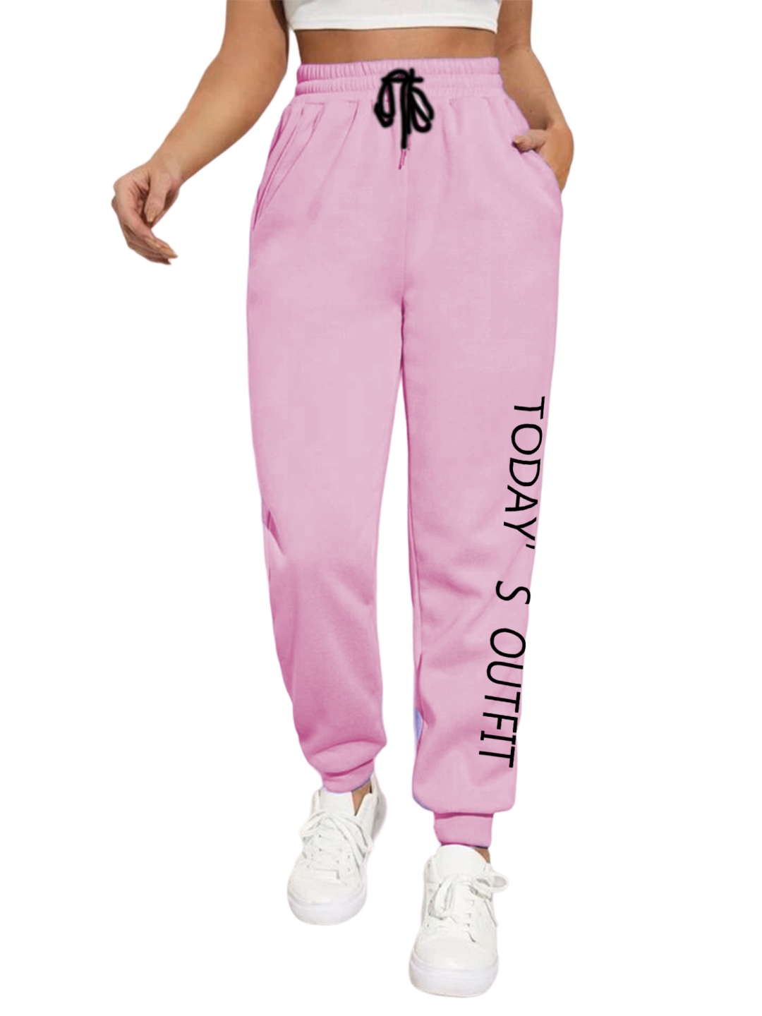 

TABADTOD Women Relaxed Mid-Rise Joggers Trousers, Pink