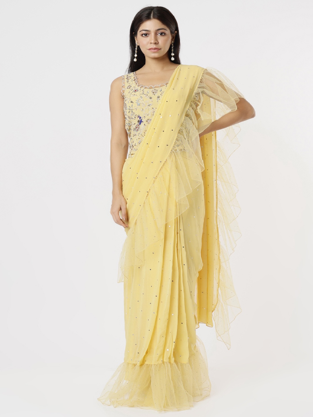 

Payal Singhal Embroidered Saree With Blouse, Yellow