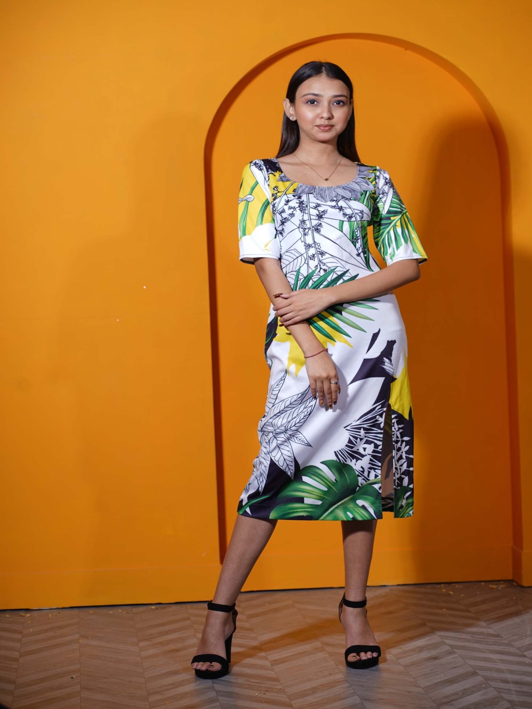 

Rajoria Instyle Tropical Print A-Line Dress, Multi