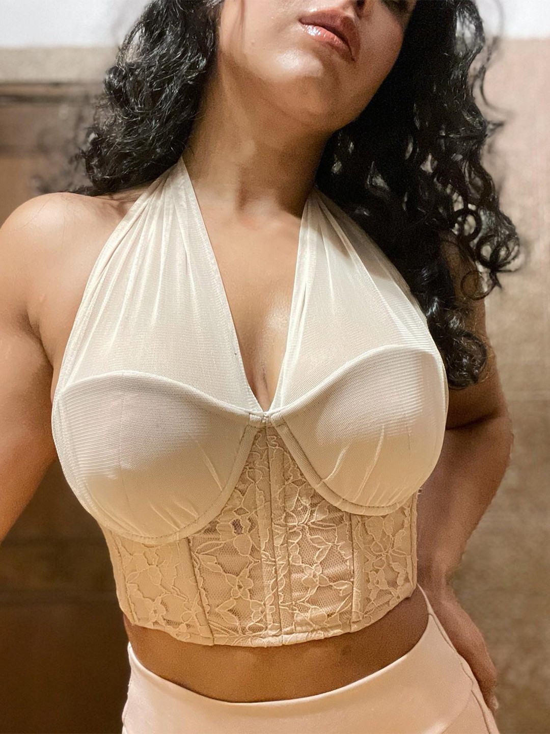 

Lea Clothing Co. Self-Designed Corset Crop Top, Peach