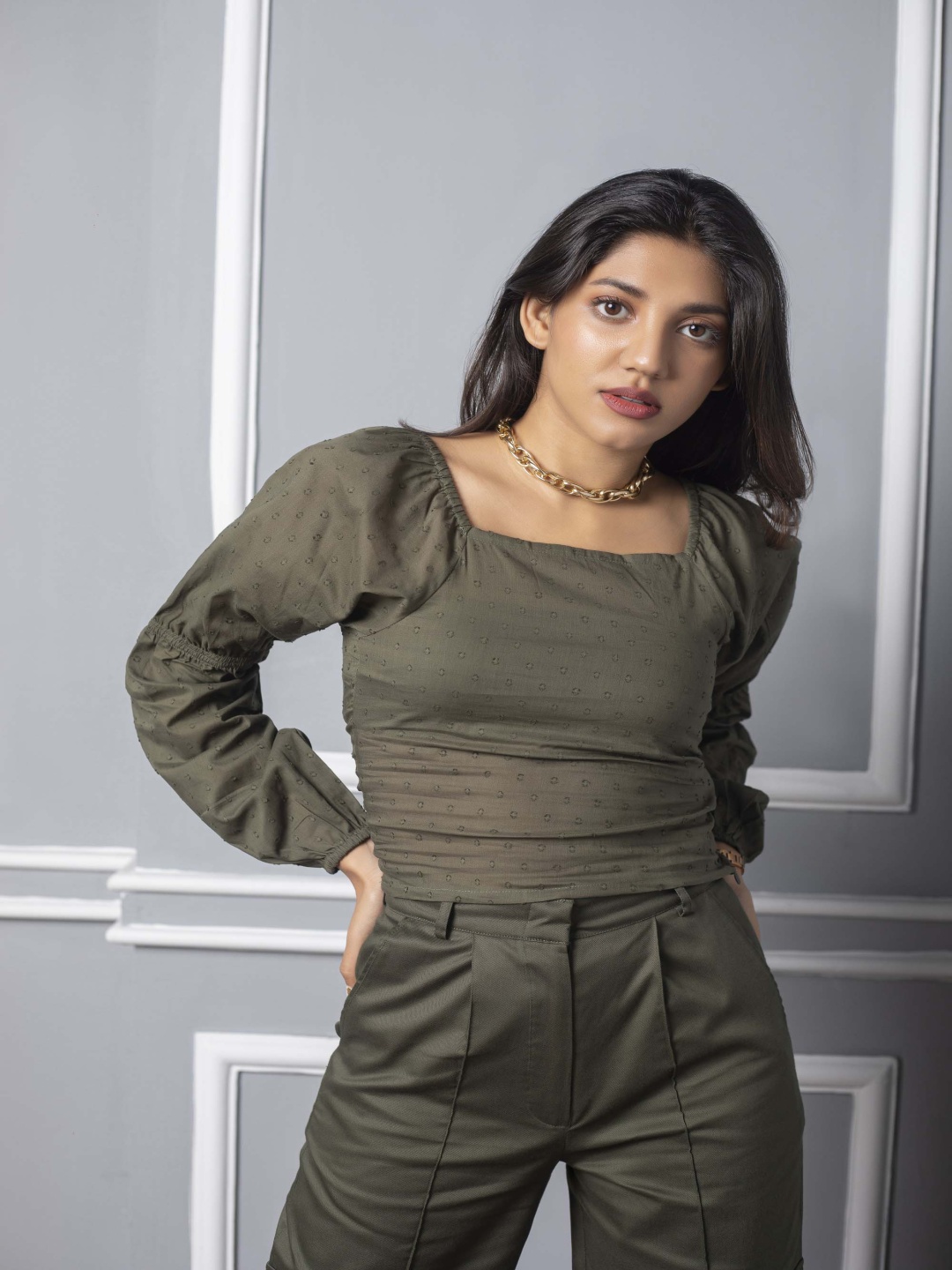 

brown sugar Cotton Top, Green