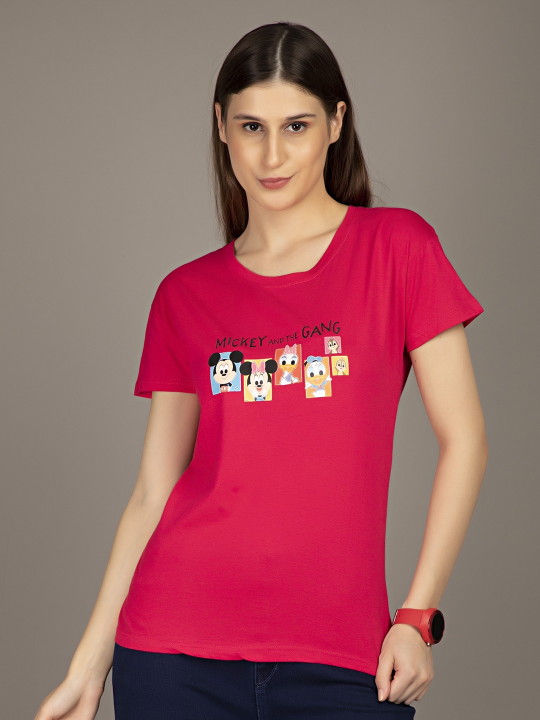 

STHULAS Mickey & Friends Printed Pure Cotton T-shirt, Red