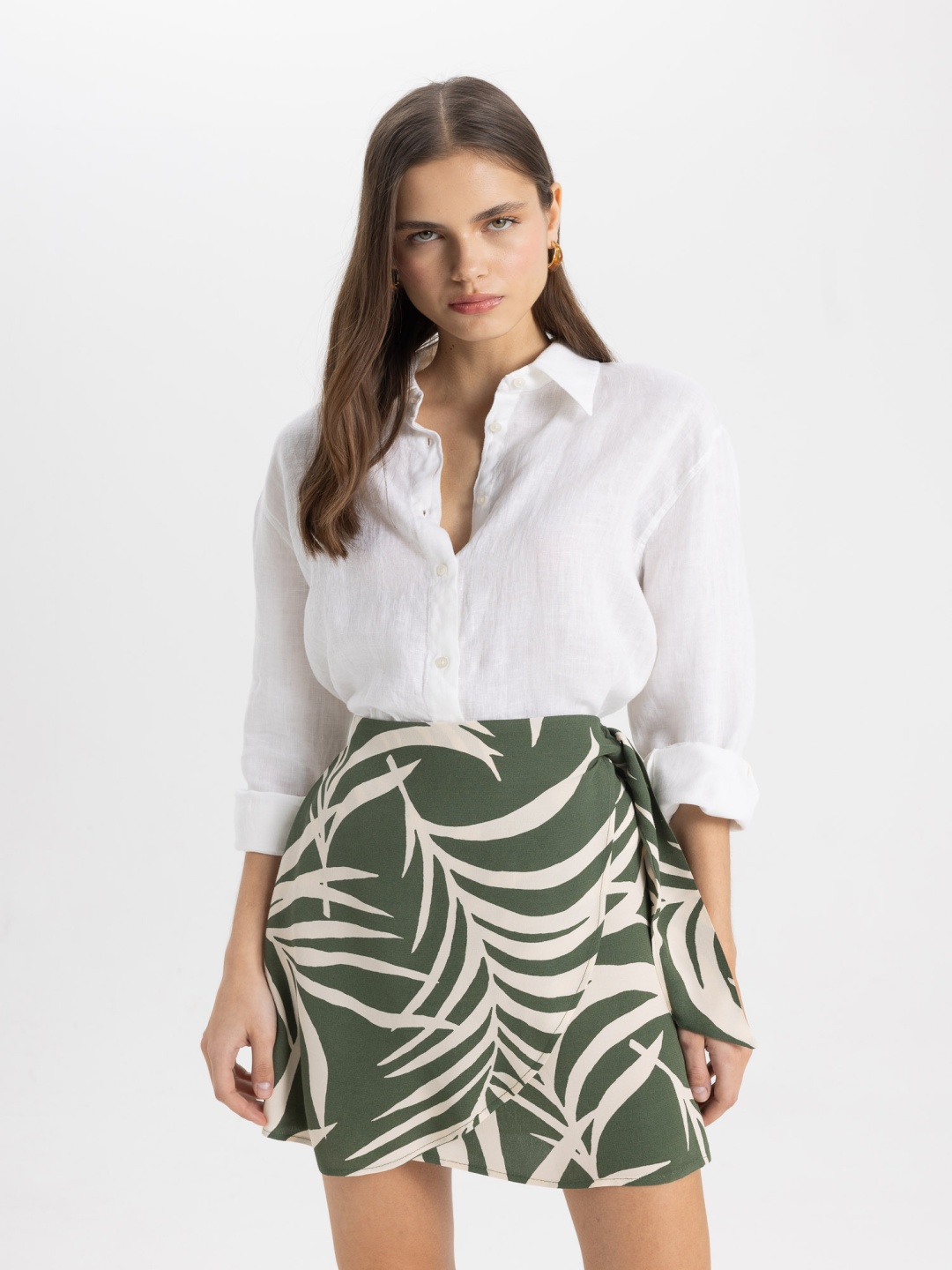 

DeFacto Printed A-Line Mini Skirt, Black