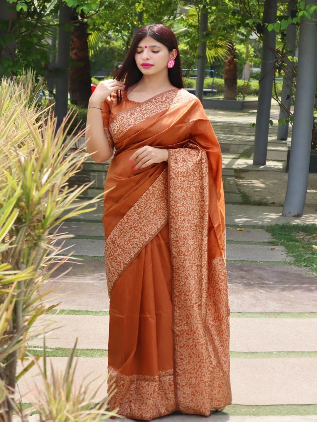 

MySilkLove Zari Saree, Orange
