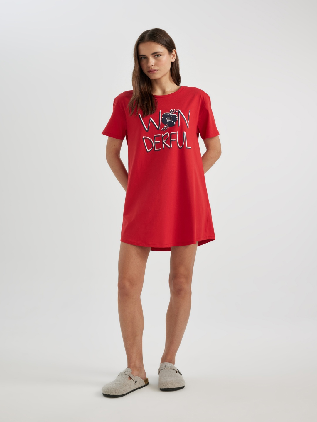 

DeFacto Print T-shirt Mini Dress, Red