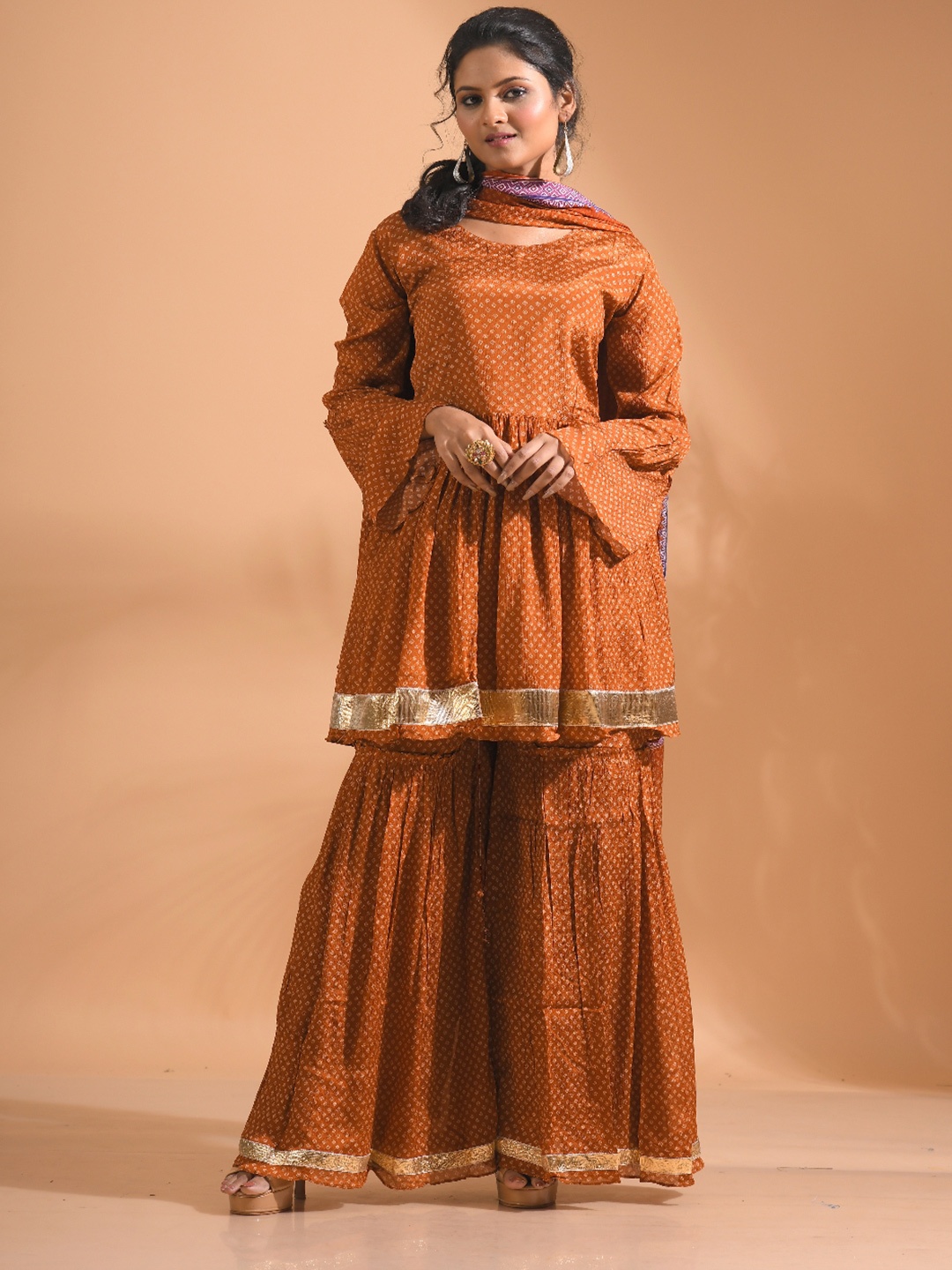 

Morchari Kurti with Sharara & With Dupatta, Mustard