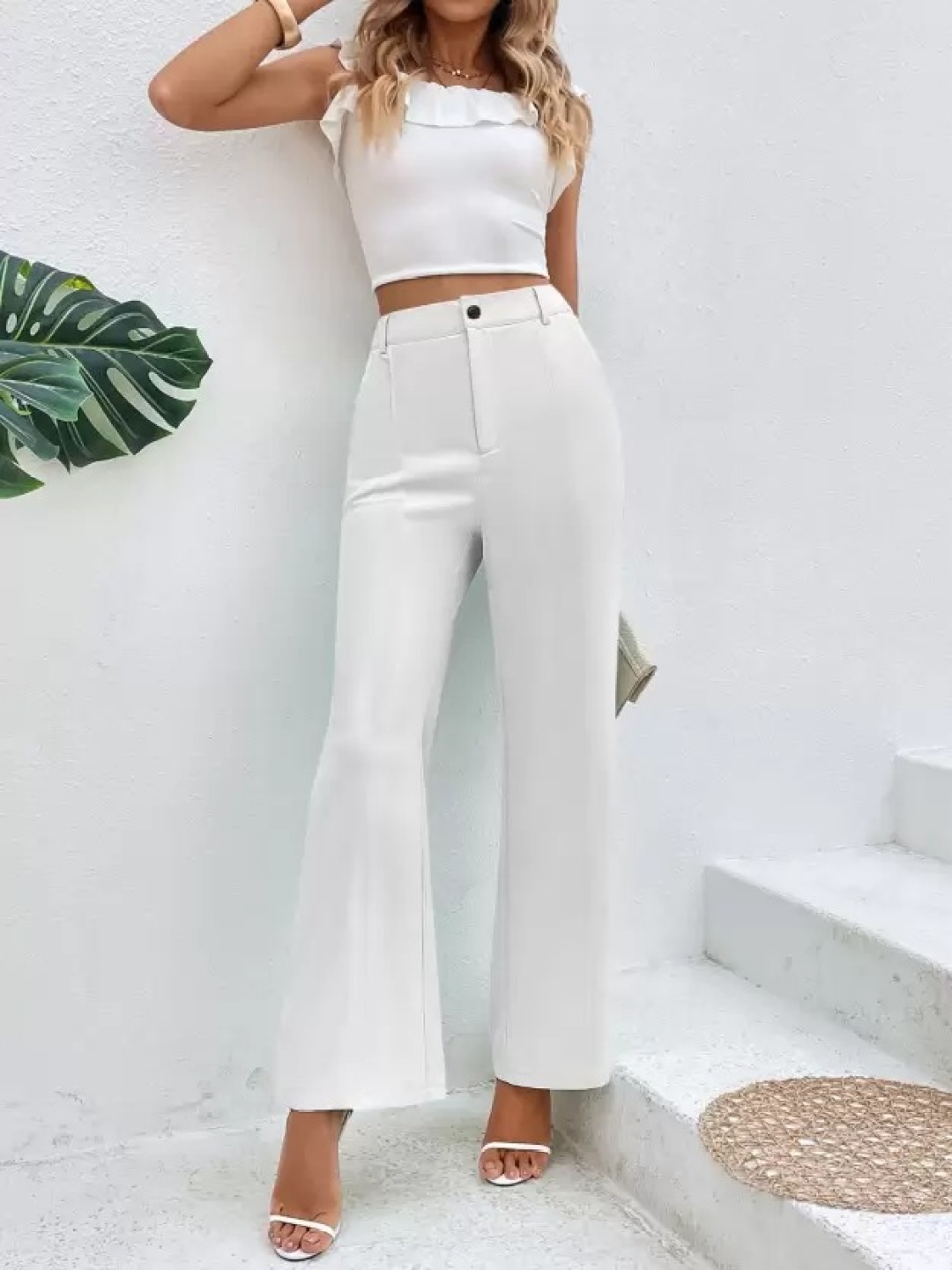 

Fashion2wear Women Smart High-Rise Stain Resistant Regular Trousers, White