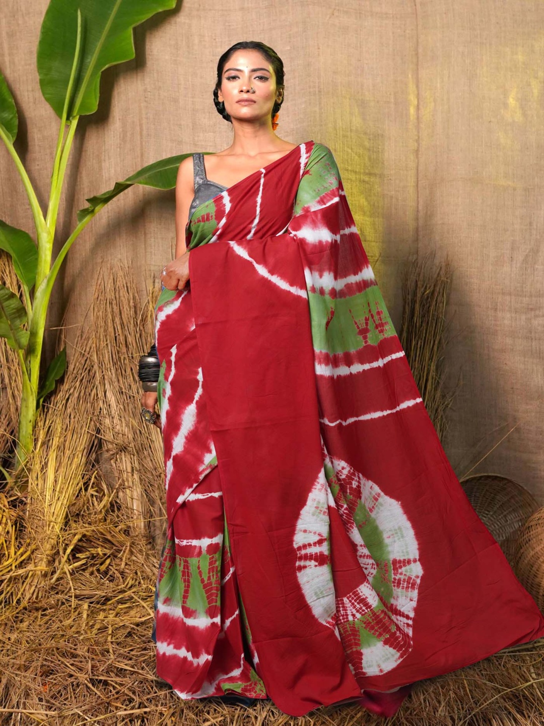 

Unnati Silks Tie and Dye Pure Cotton Handloom Saree, Green