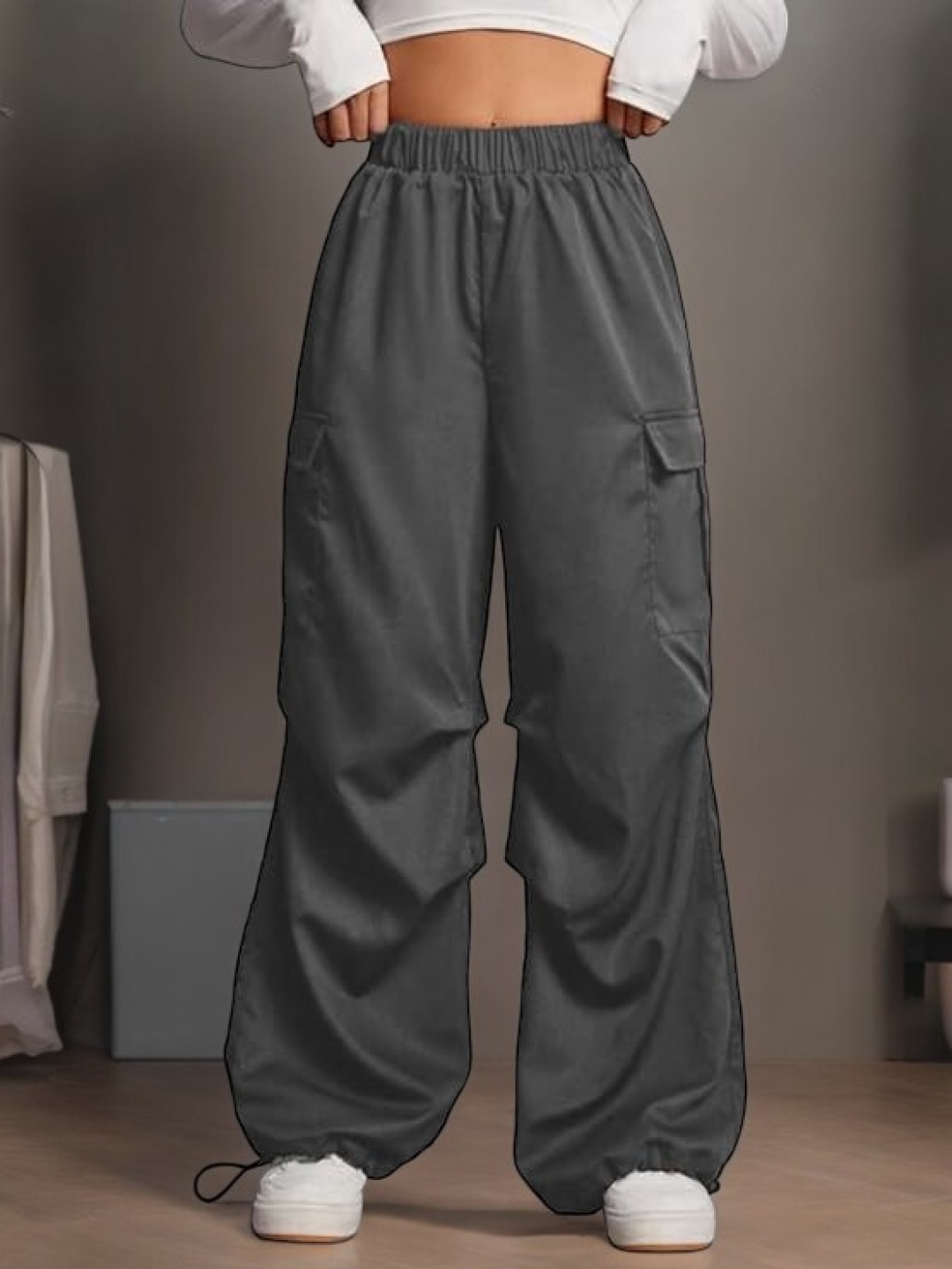 

TABADTOD Women Relaxed Loose Fit Trousers, Grey