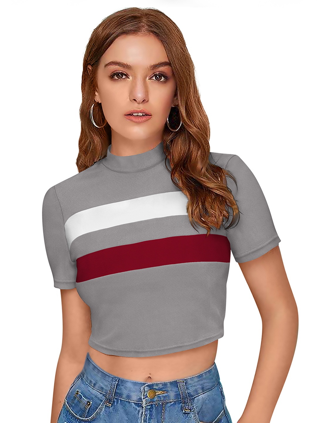 

Sanwariya Silk Colourblocked Top, Grey