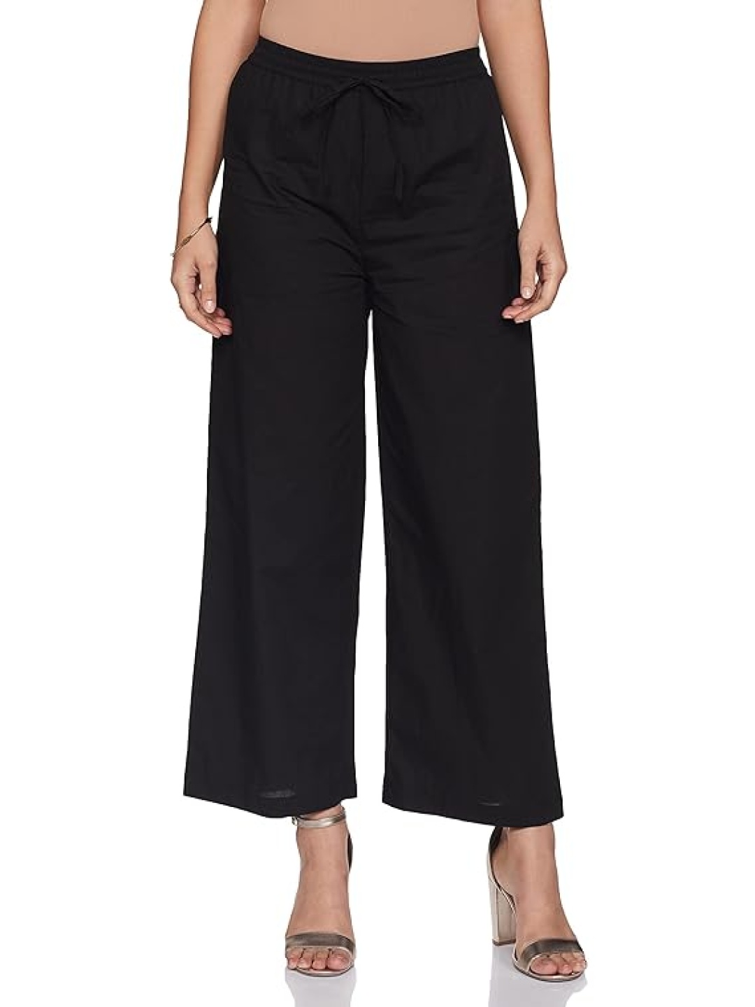 

CHANDERKASH Women Relaxed Straight Leg Culottes Trousers, Black