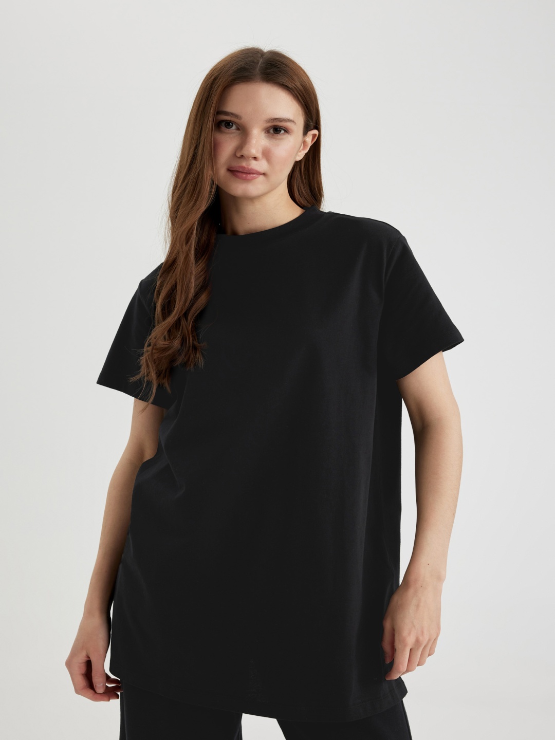 

DeFacto Round Neck Pure Cotton Tunic, Black