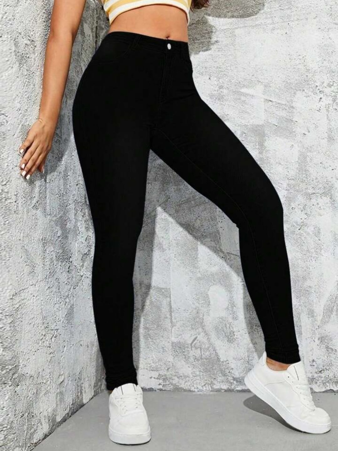 

Next One Women Smart Skinny Fit Clean Look High-Rise No Fade Stretchable Jeans, Black
