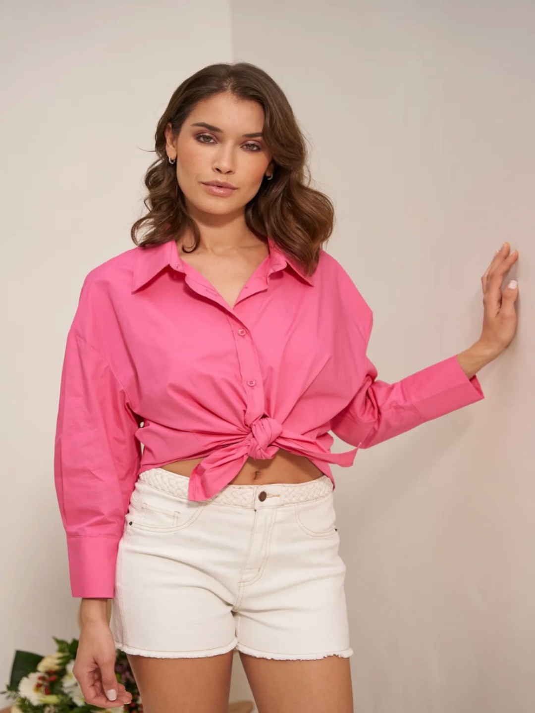 

Fab Star Women Comfort Boxy Opaque Casual Shirt, Pink