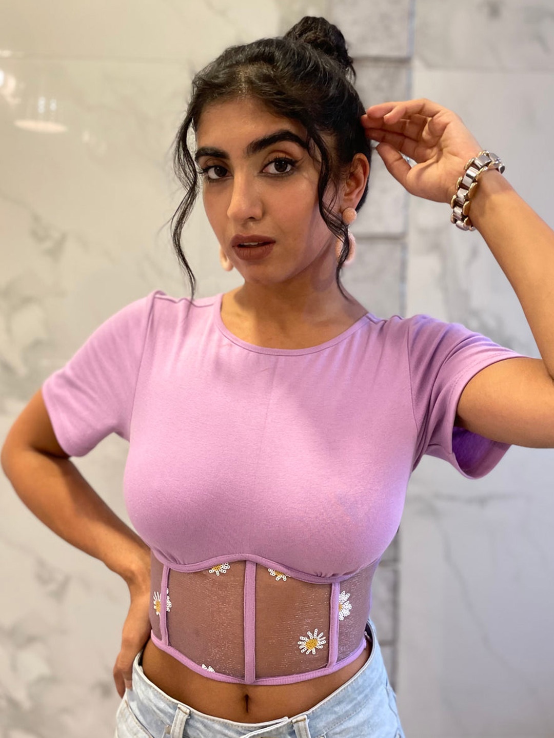 

Lea Clothing Co. Pure Cotton Corset Top, Lavender