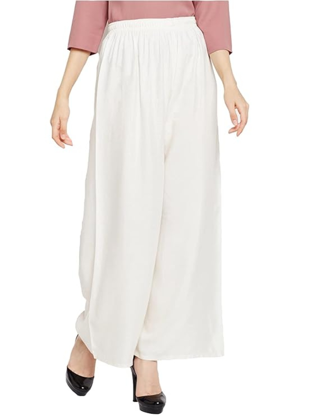 

CHANDERKASH Women Relaxed Straight Leg Pleated Trousers, White