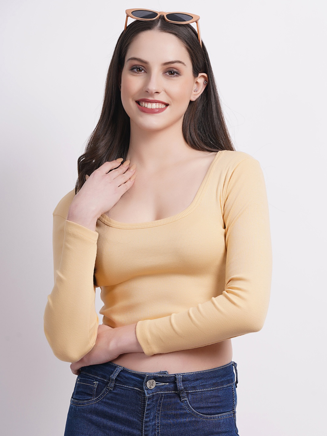 

SIGHTBOMB Cotton Crop Top, Beige