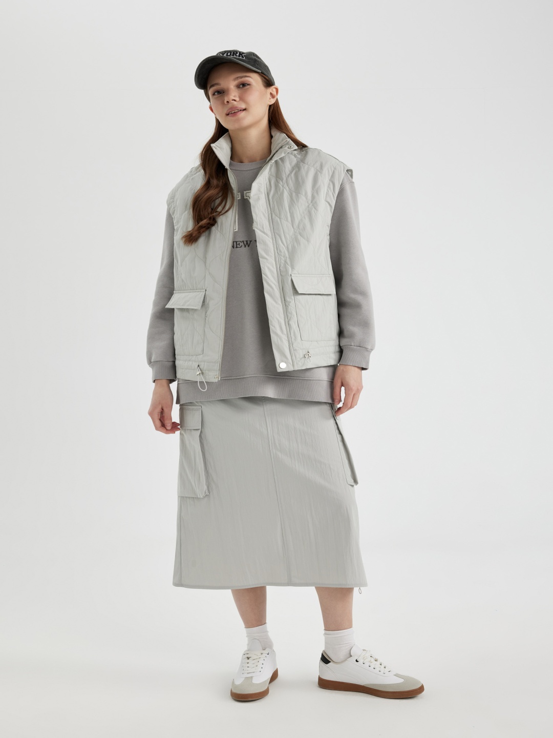 

DeFacto A Line Midi Skirt, Grey