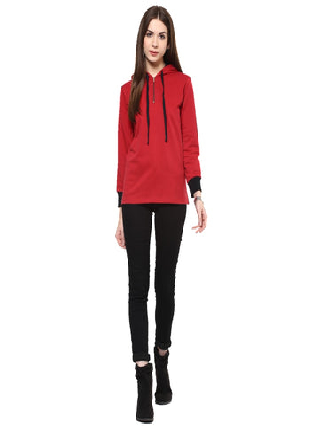 

Pannkh Women Hooded Sweatshirt, Red