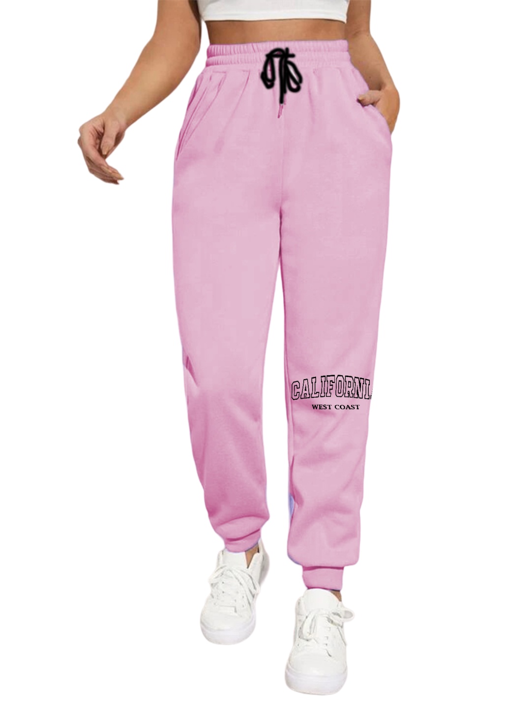 

TABADTOD Women Printed Relaxed High-Rise Stretchable Joggers, Pink