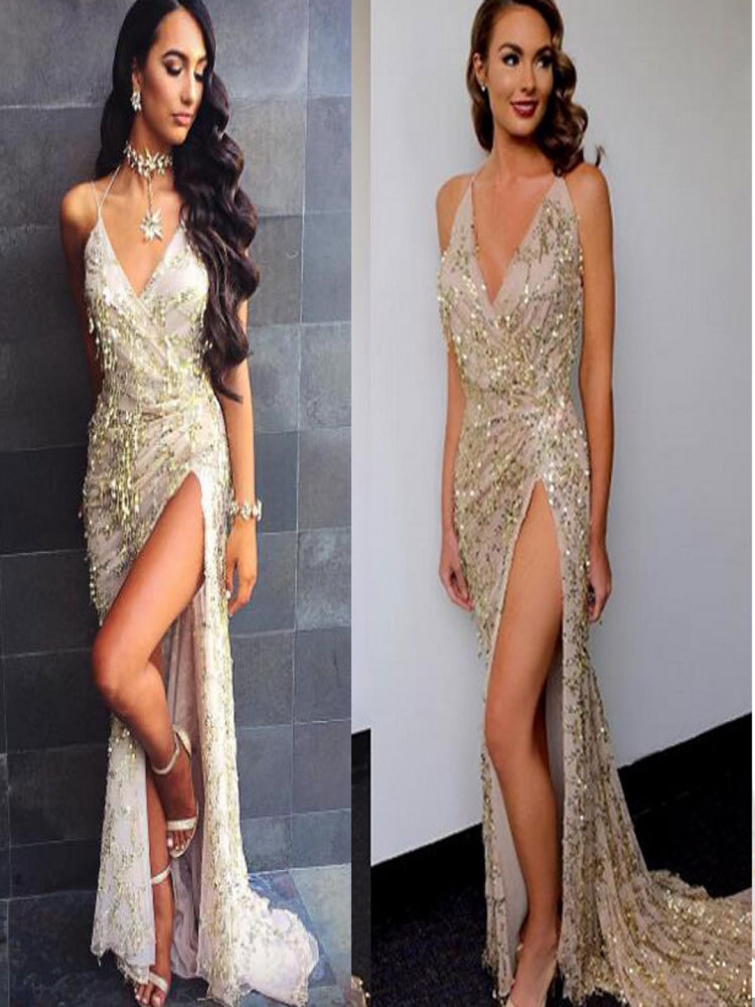 

bebe Embellished Print Maxi Dress, Gold