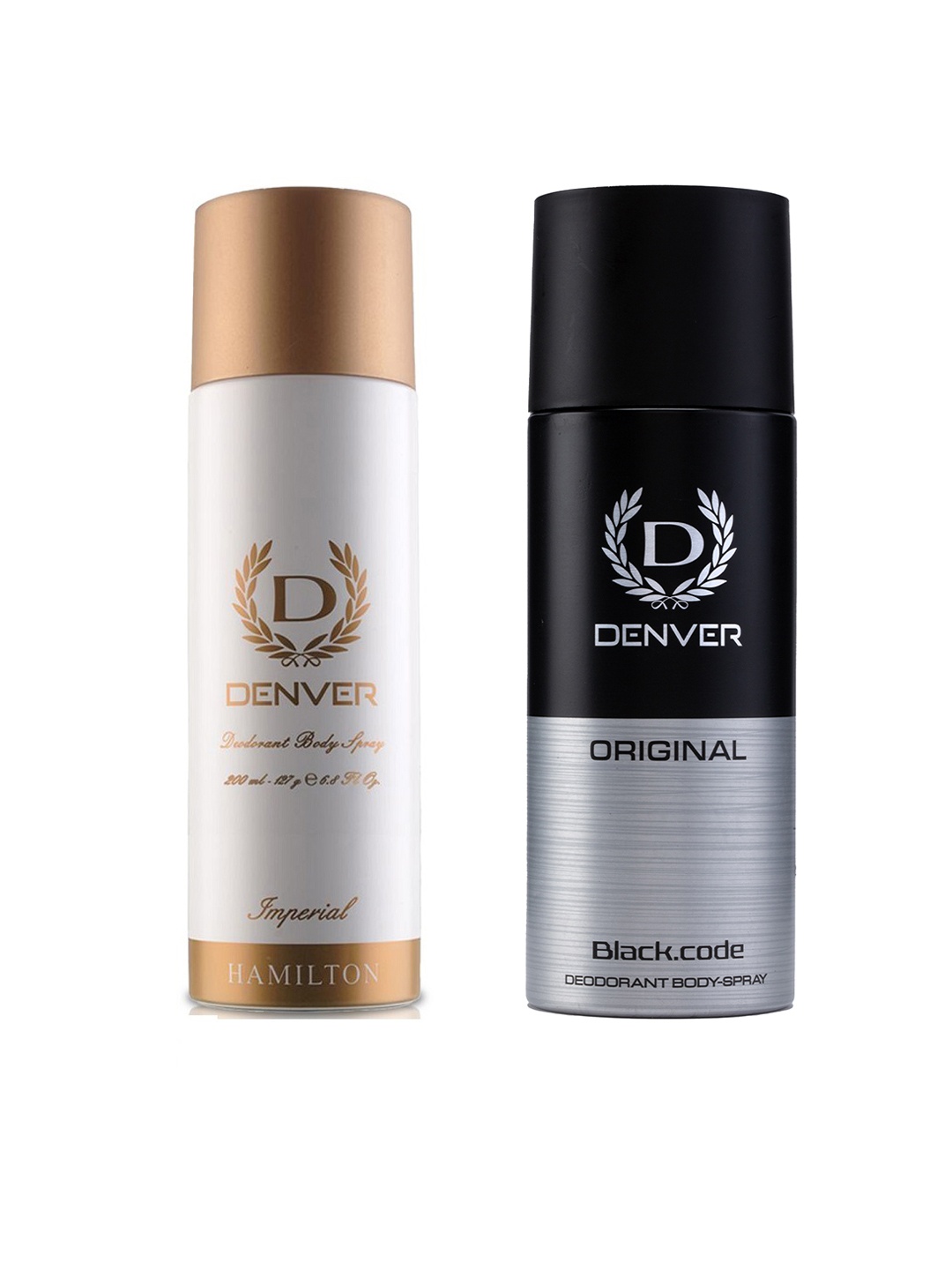 

Denver Men Set of 2 Long Lasting Deodorant 200 ml each - Imperial & Original Black.Code, Silver