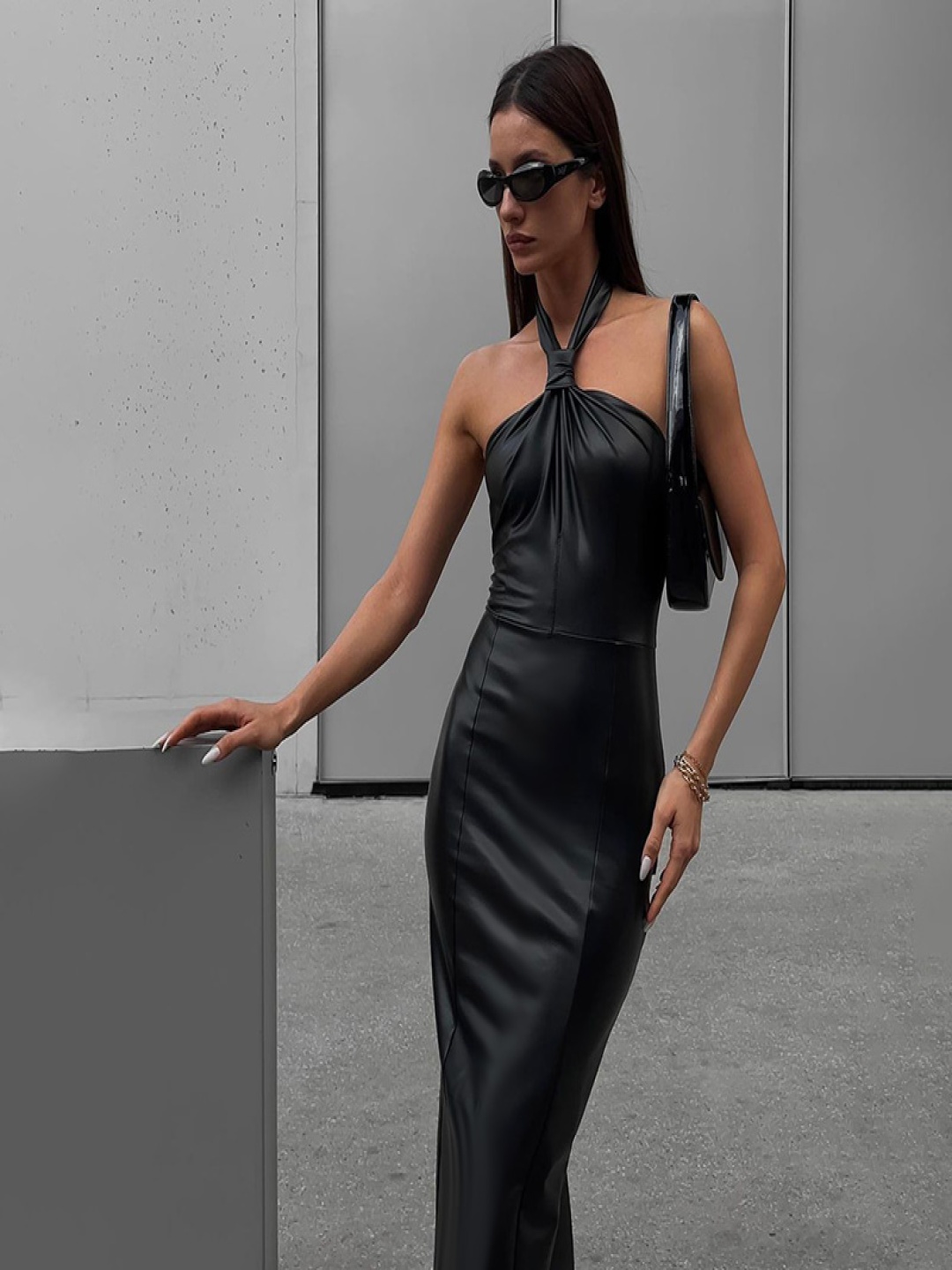 

all about you Black Halter Neck Sleeveless Bodycon Maxi Dress