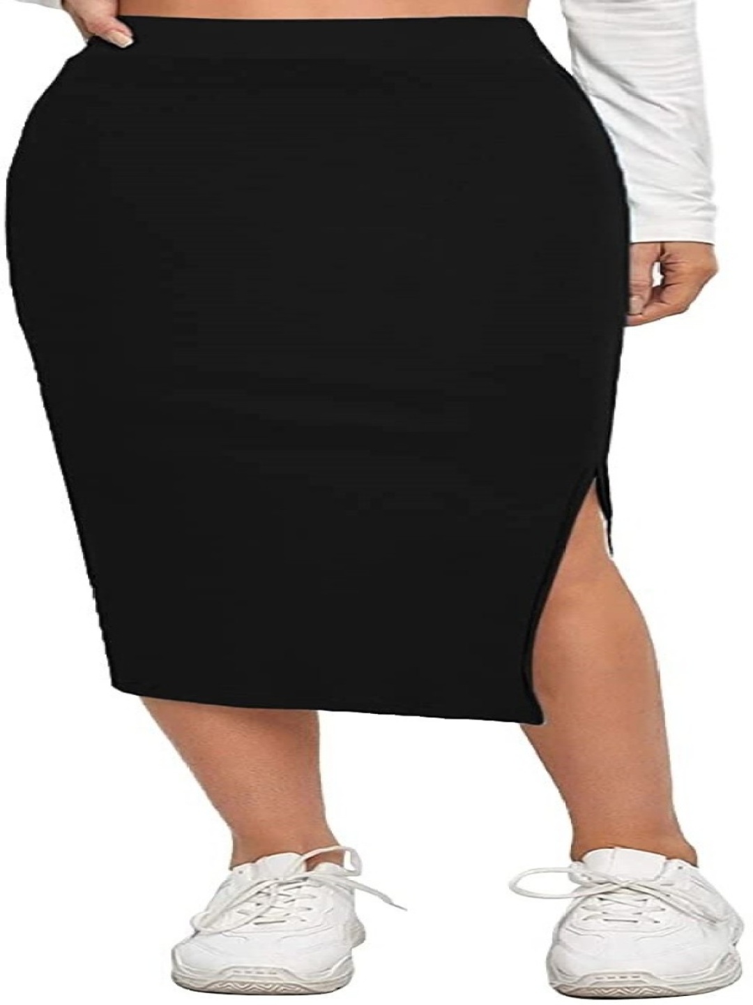 

Femvy Women Pencil Midi Skirt, Black
