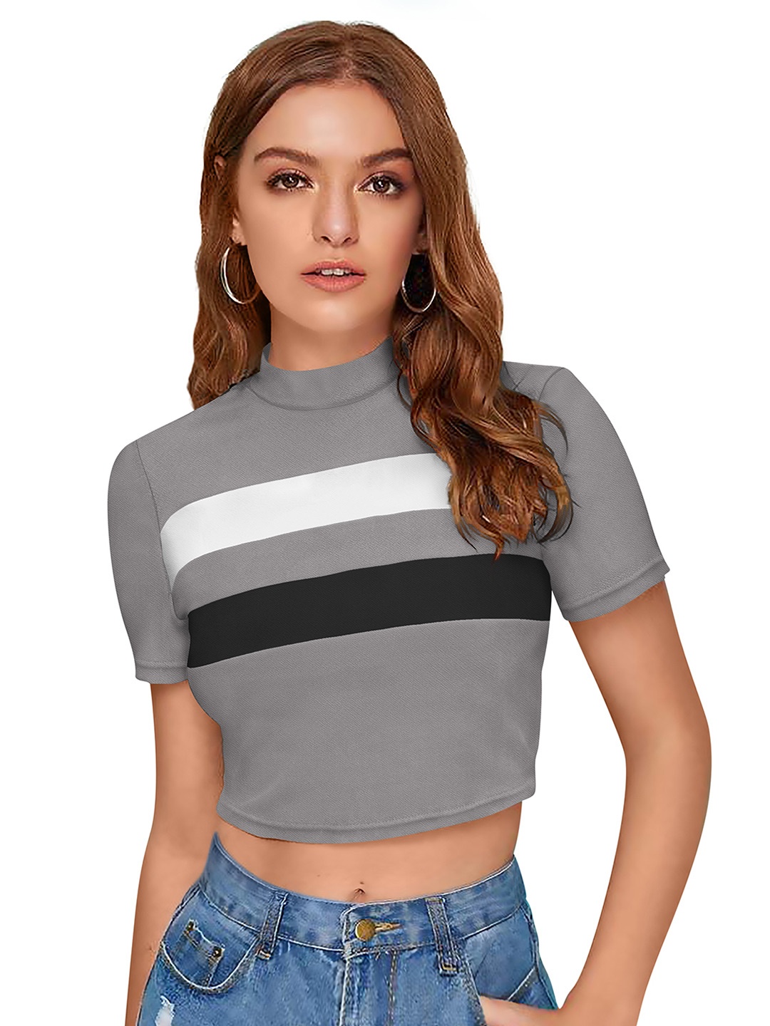 

Sitanjali Striped Crop Top, Black