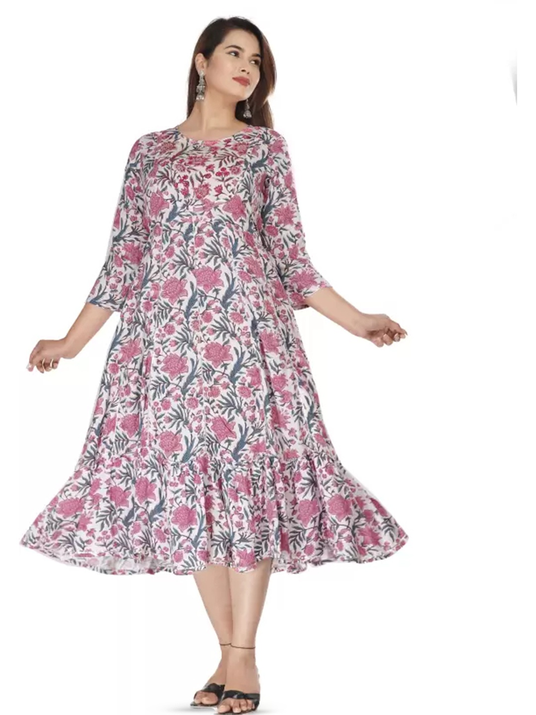 

DARVIKAA COLLECTION Women Floral Printed Floral Anarkali Kurta, Purple