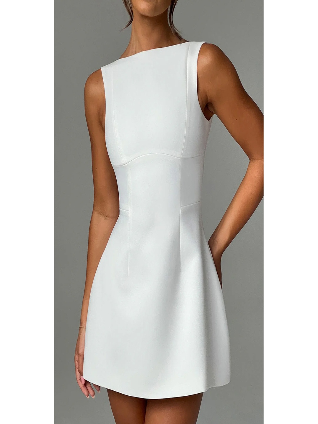 

bebe Fit & Flare Mini Dress, White