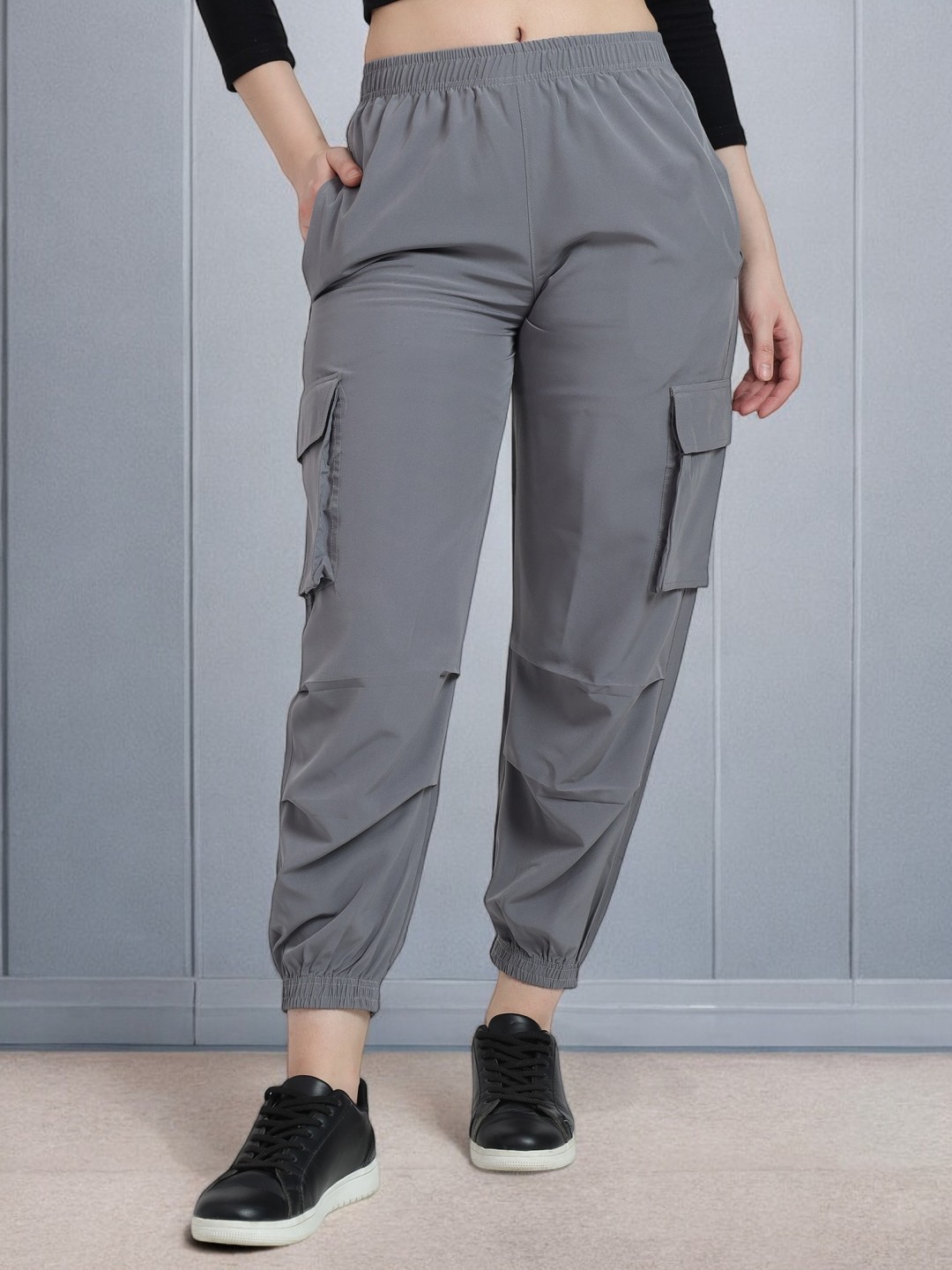 

TABADTOD Women Relaxed Loose Fit Easy Wash Cargos Trousers, Grey