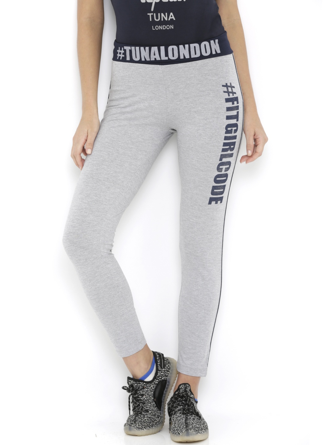 

Tuna London Active Women Narrow Fit Mid Rise Track Pants, Grey