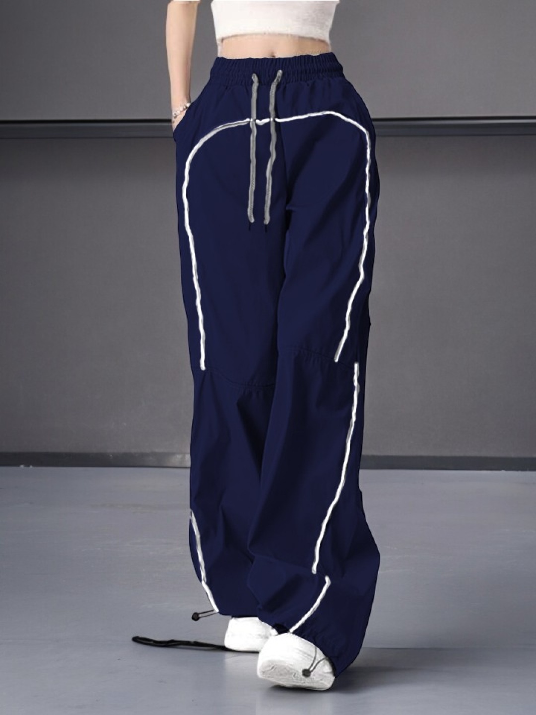 

TABADTOD Women Relaxed Loose Fit Trousers, Navy blue