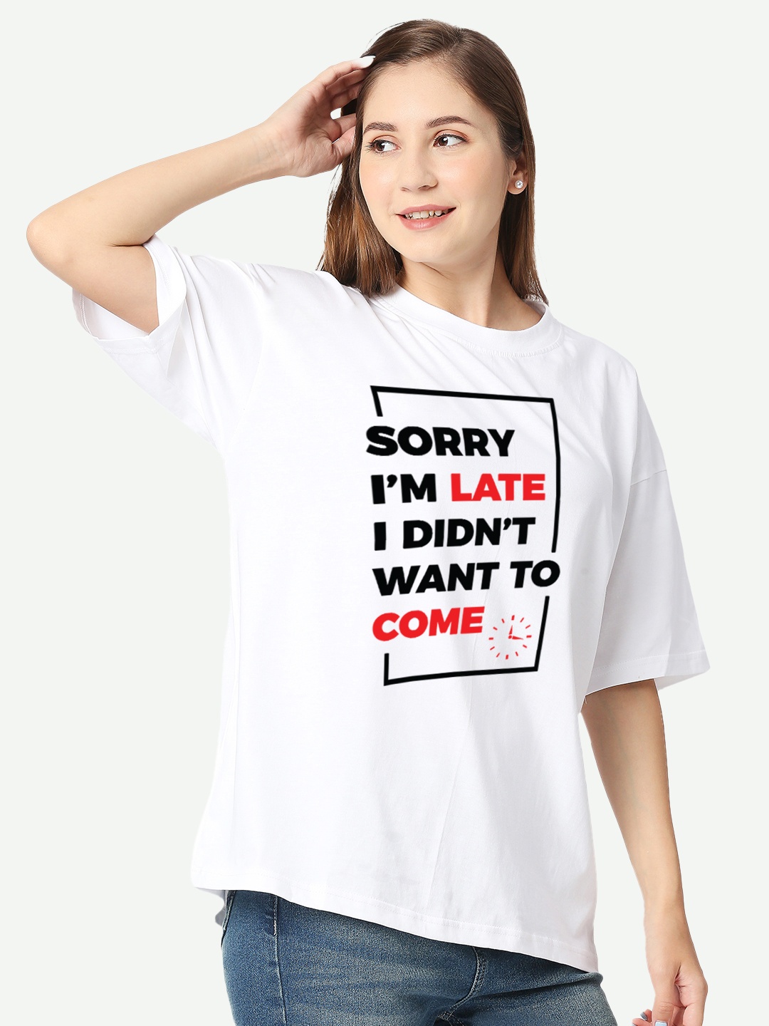 

STATUS MANTRA Women Typography Printed Bio Finish Pockets T-shirt, White