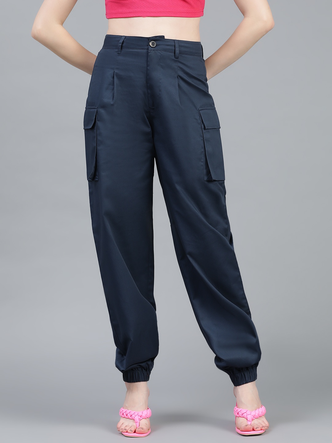 

Kotty Women High-Rise Easy Wash Joggers Trousers, Blue