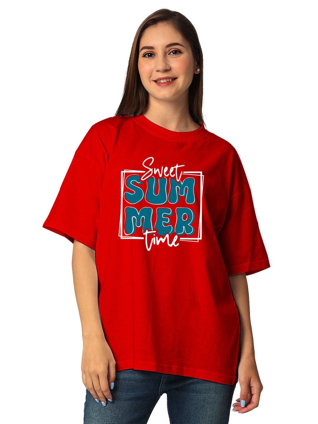

STATUS MANTRA Women Typography Printed Bio Finish Applique T-shirt, Red
