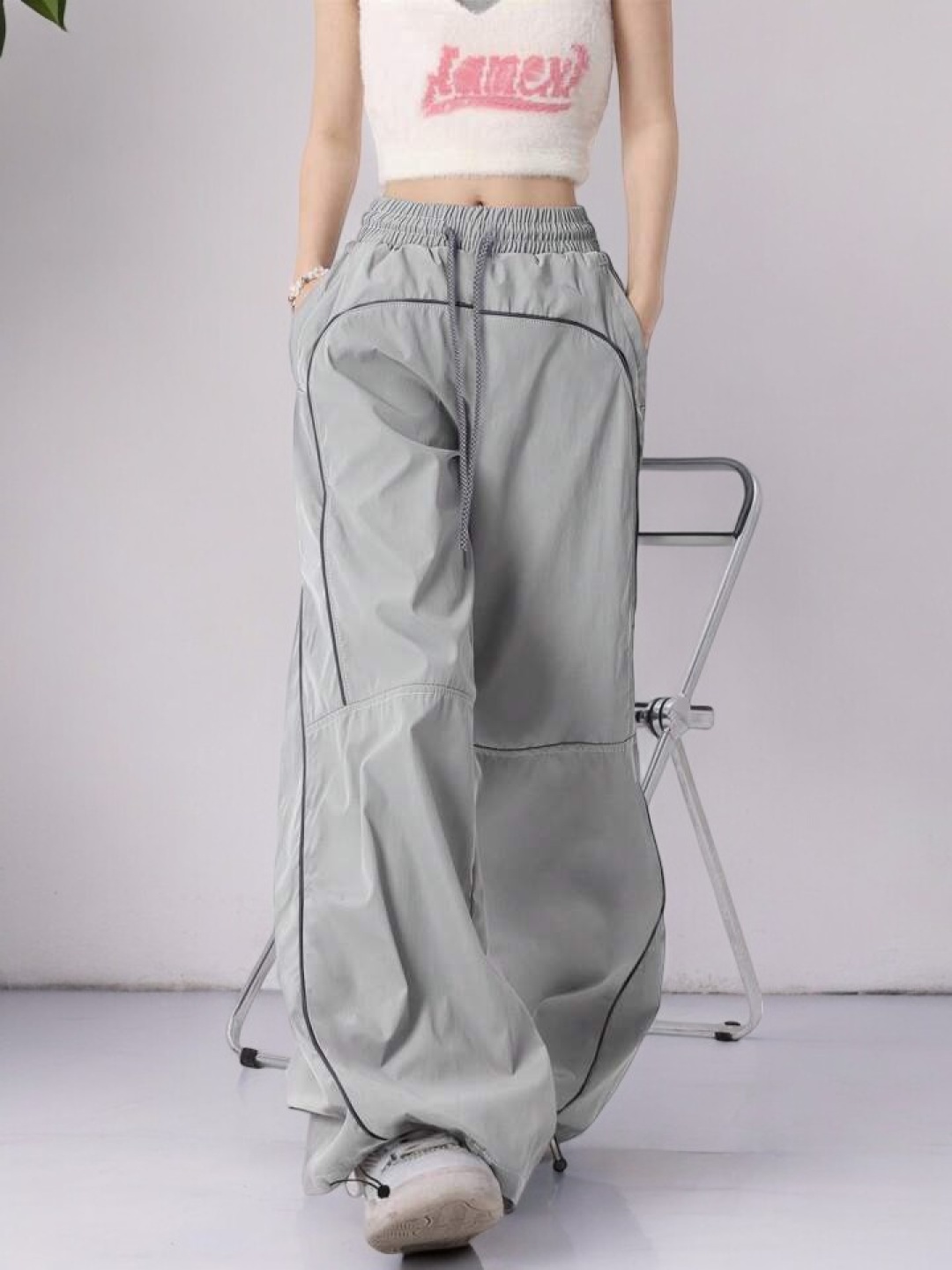 

TABADTOD Women Relaxed Loose Fit Trousers, Grey