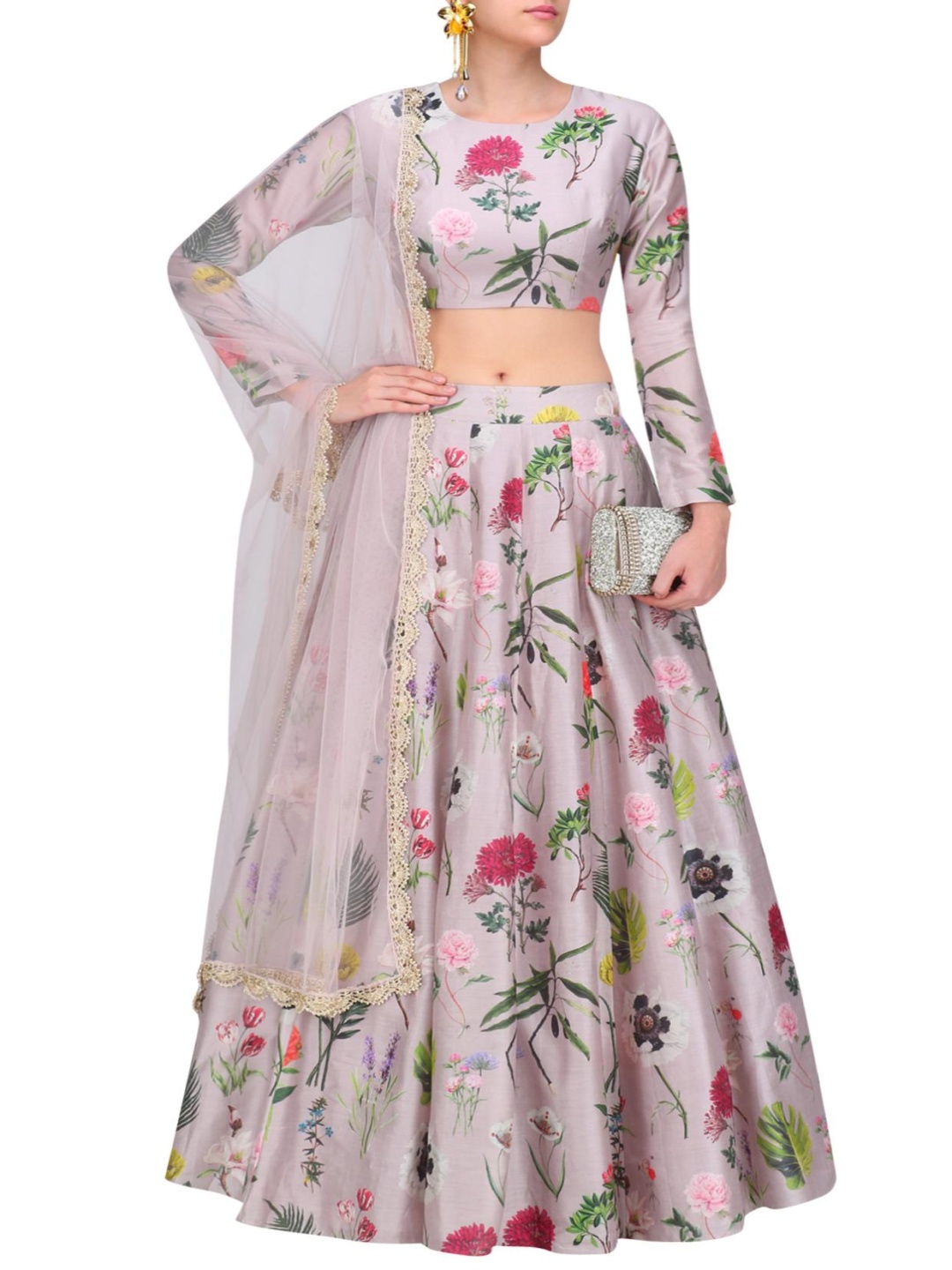 

Payal Singhal Floral Printed Ready to Wear Lehenga & Blouse With Dupatta, Lavender