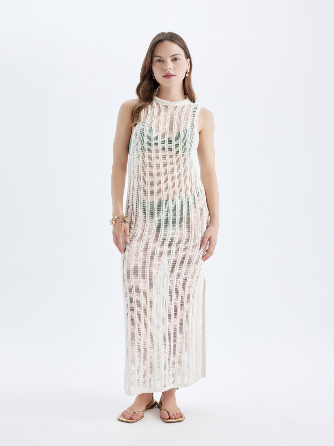 

DeFacto Women Self Design Maxi Dress, Na