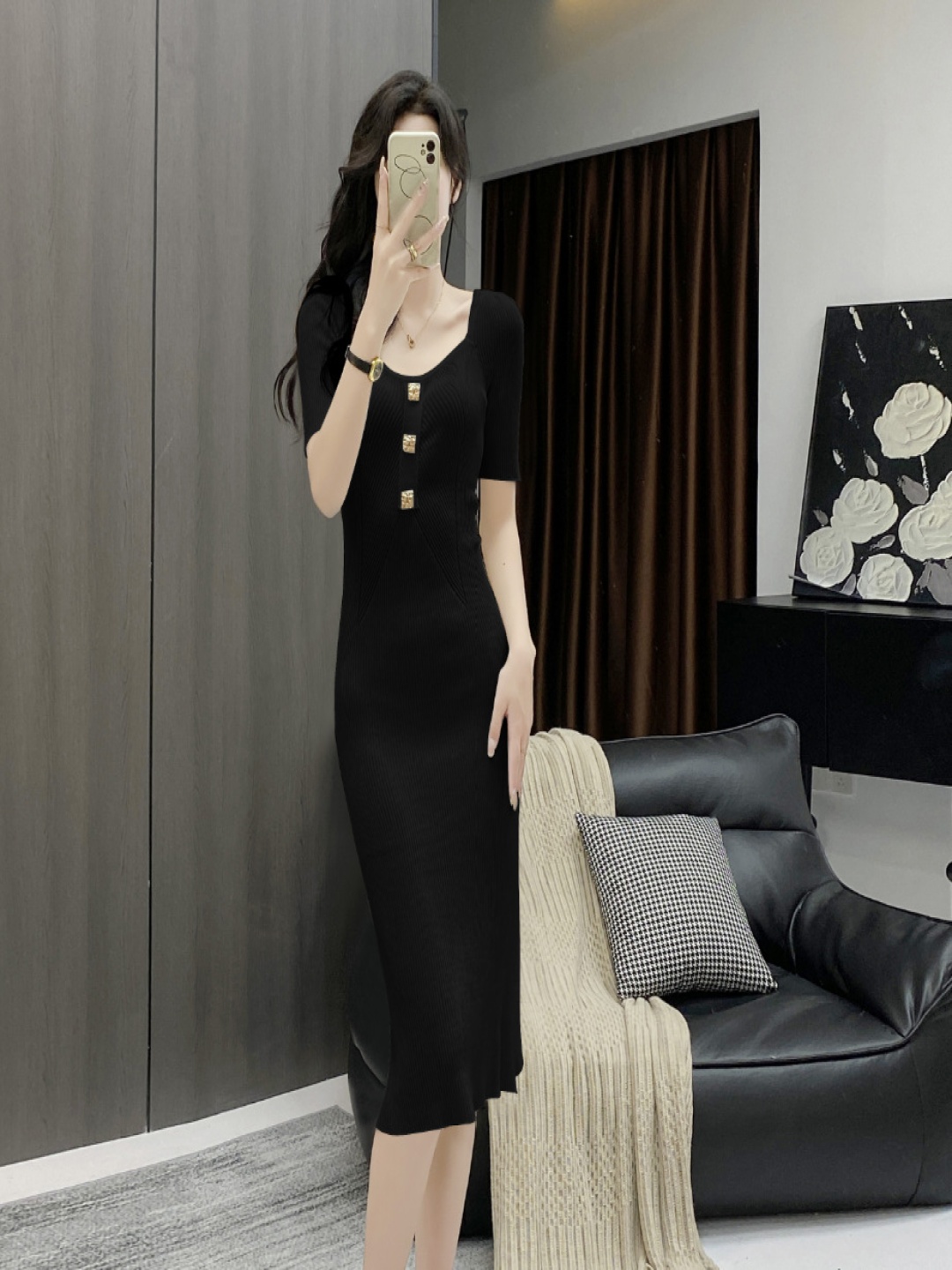 

StyleCast x Revolte Sheath Midi Dress, Black