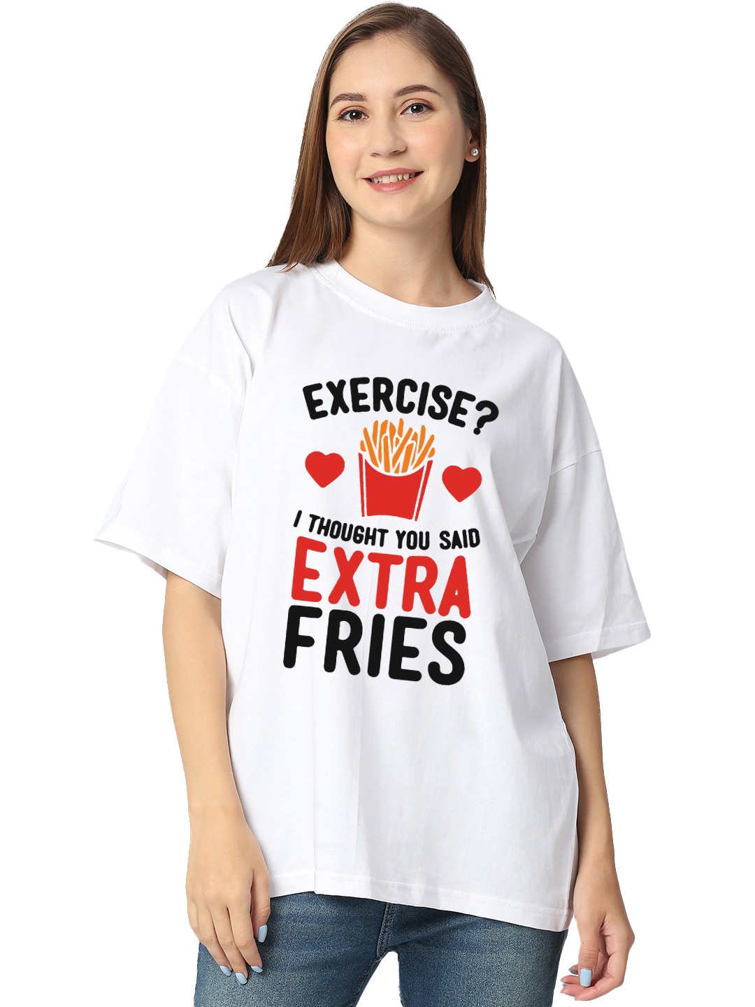 

STATUS MANTRA Women Printed Bio Finish Applique T-shirt, White