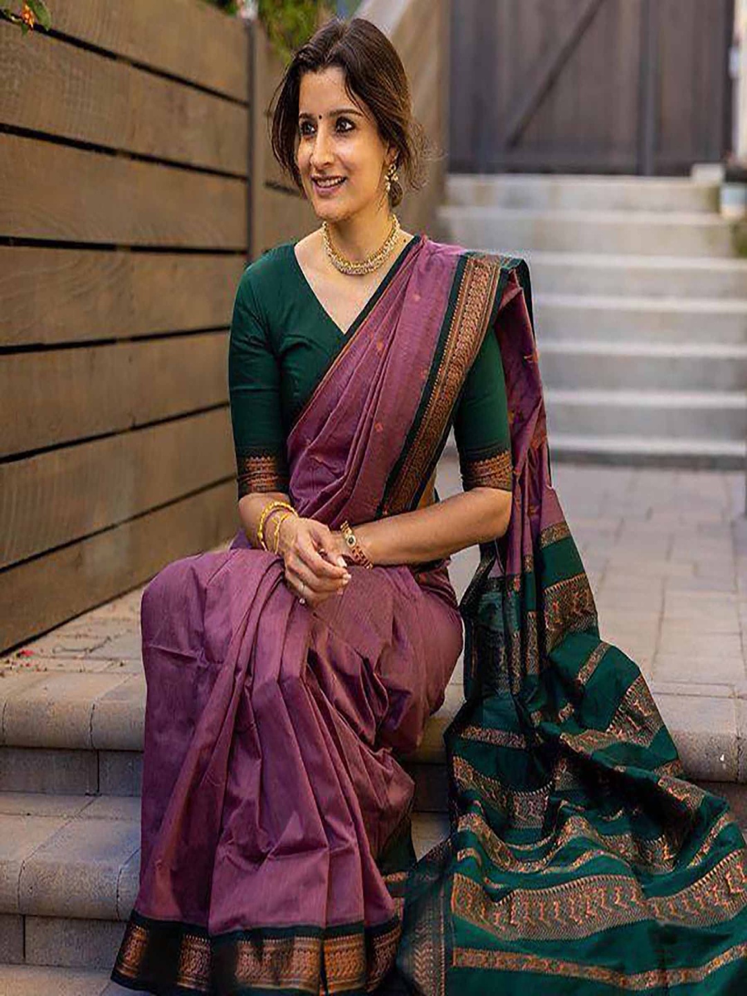 

KALINI Woven Design Zari Silk Blend Designer Banarasi Saree, Pink