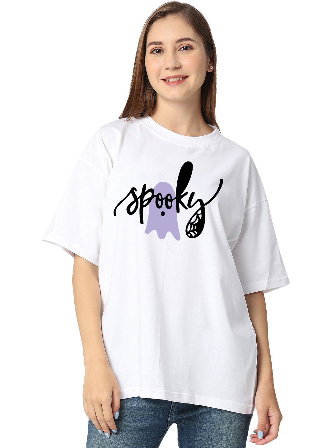 

STATUS MANTRA Women Typography Printed Bio Finish Applique T-shirt, White