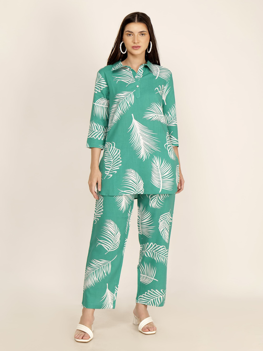 

Gargistyle Printed Three Quarter Sleeve Top And Trouser Co-Ords, Sea green