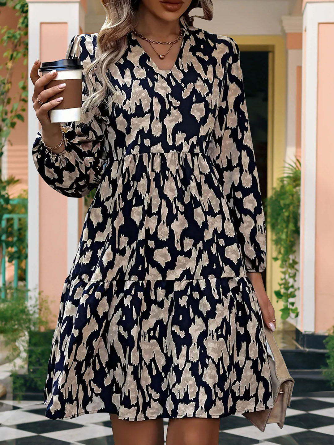 

MISS AYSE Floral Print Applique A-Line Dress, Multi