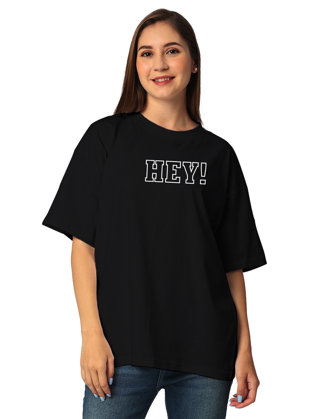 

STATUS MANTRA Women Typography Bio Finish T-shirt, Black