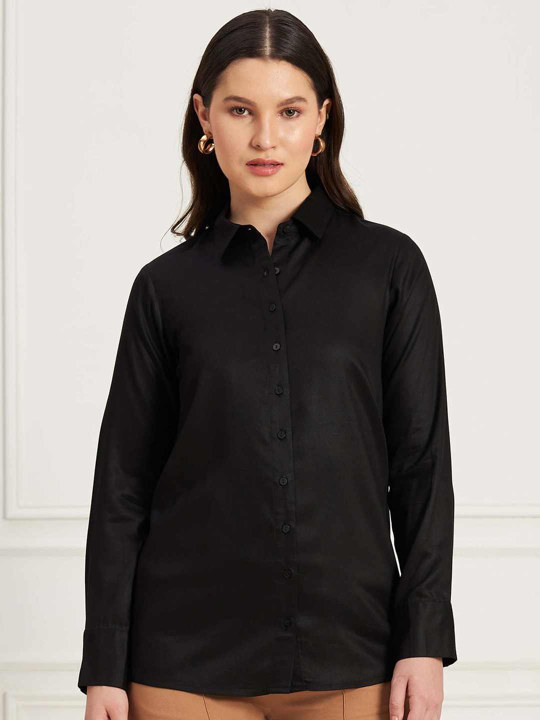 

SALT ATTIRE Women Modern Opaque Formal Shirt, Black